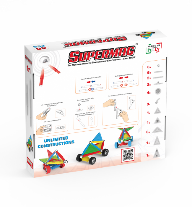 Set de constructie magnetic Supermag Projects Wheels, 40 piese [2]