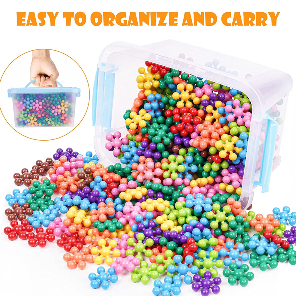Set de constructie stelute STEM ,220 piese, Interblocabile, interactiva cu combinatii infinite, din plastic solid pentru copii peste 3 ani, diametru 2,6 cm, multicolor [2]