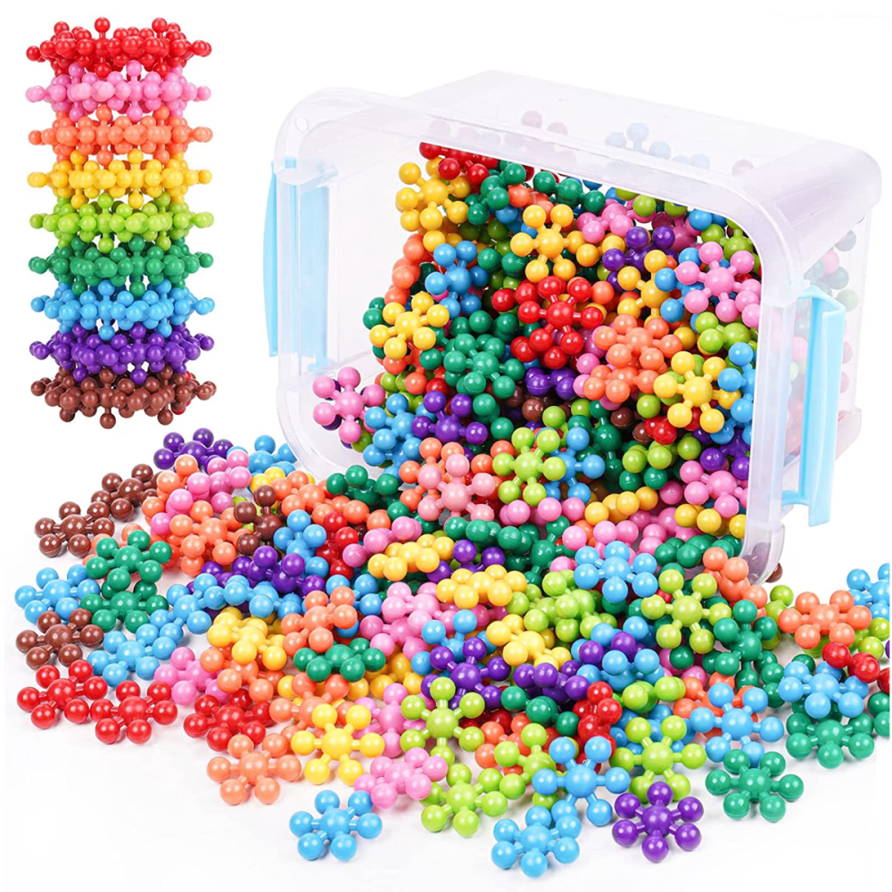 Set de constructie stelute STEM ,220 piese, Interblocabile, interactiva cu combinatii infinite, din plastic solid pentru copii peste 3 ani, diametru 2,6 cm, multicolor [3]
