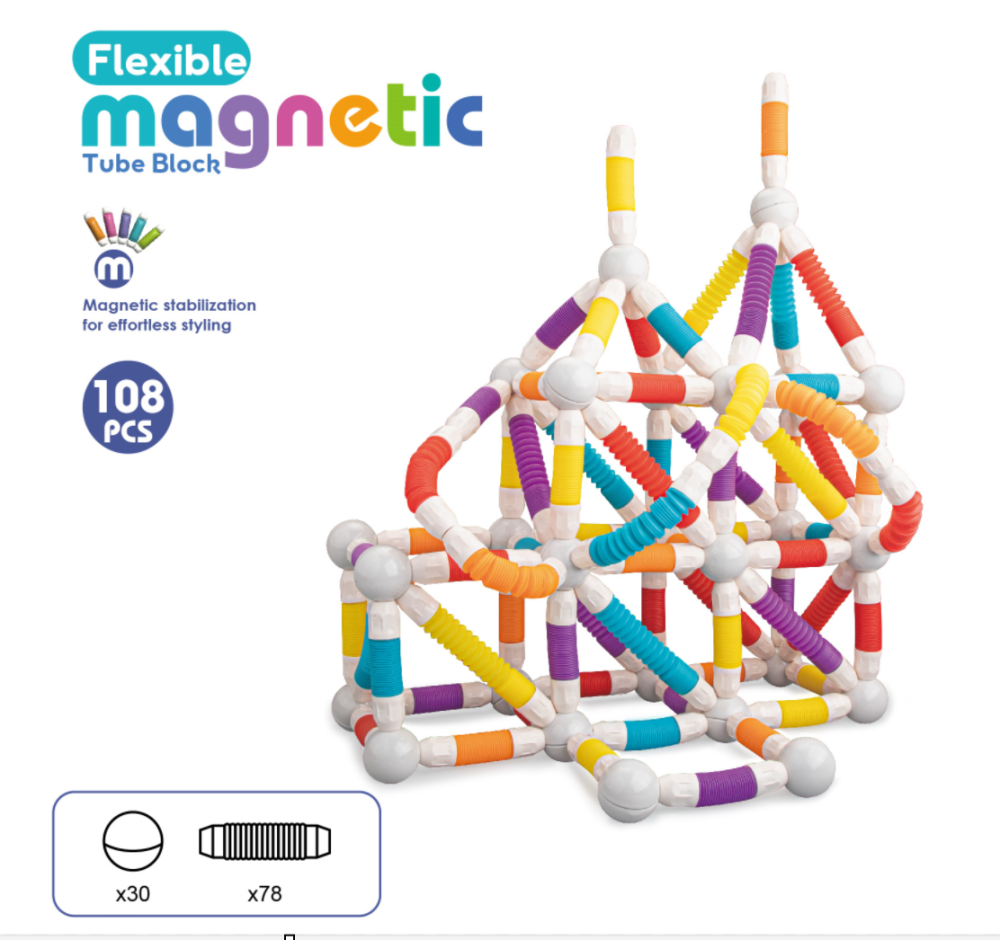 Set de constructie STEM magnetic -  Tuburi flexibile (108 piese) [3]