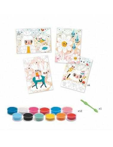 Set de creat tablouri si desene cu nisip, Priviri vesele, Djeco, varsta 3 - 6, 6 - 9 ani, Baiat, Fata [3]