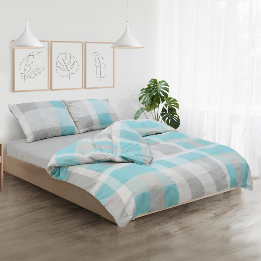 Set de pat king size bumbac,92gsm,square [5]