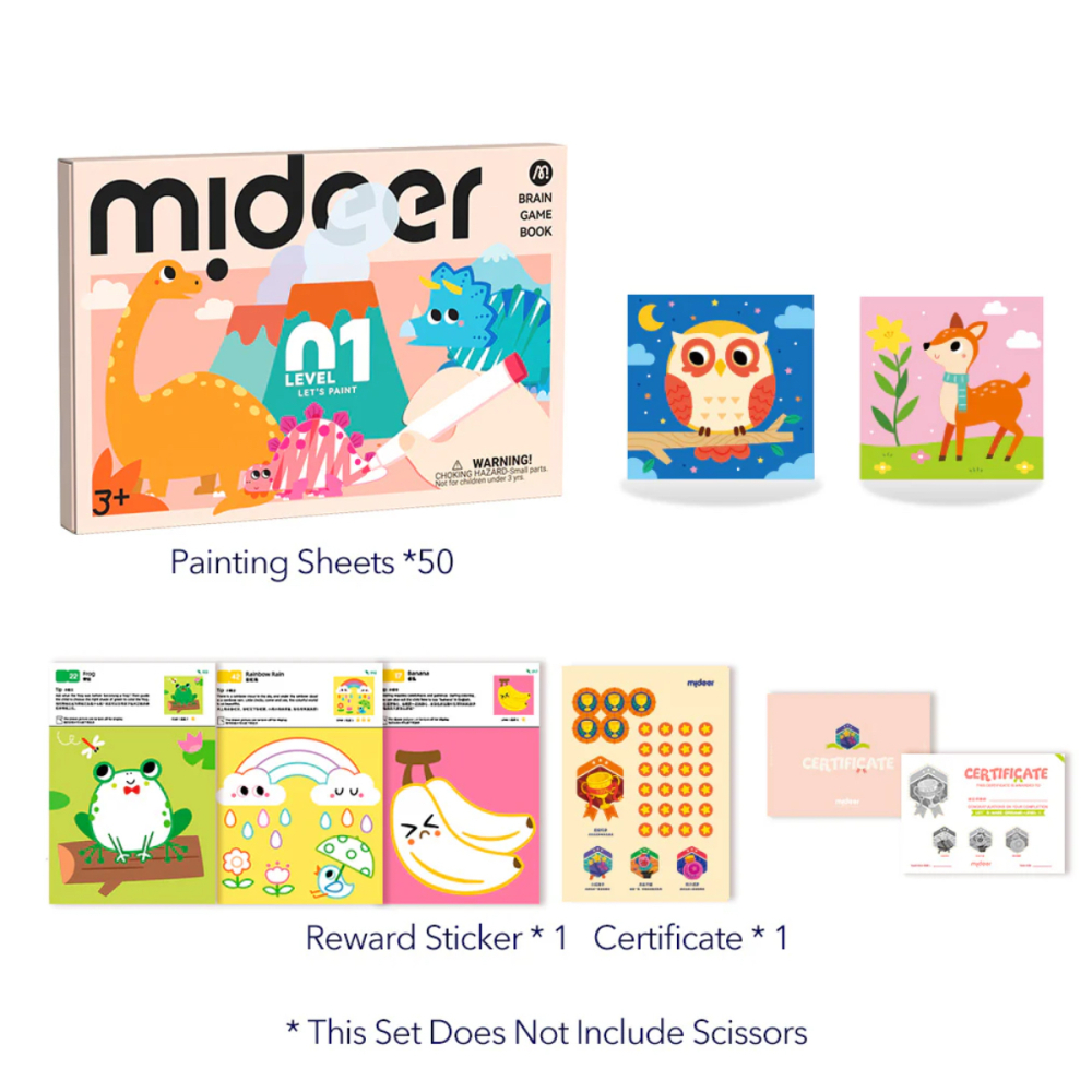 Set de Pictura pentru Incepatori Mideer Let’s Paint Nivelul 01 – Kit Creativ cu 50 de Planse si Vopsele Sigure [6]