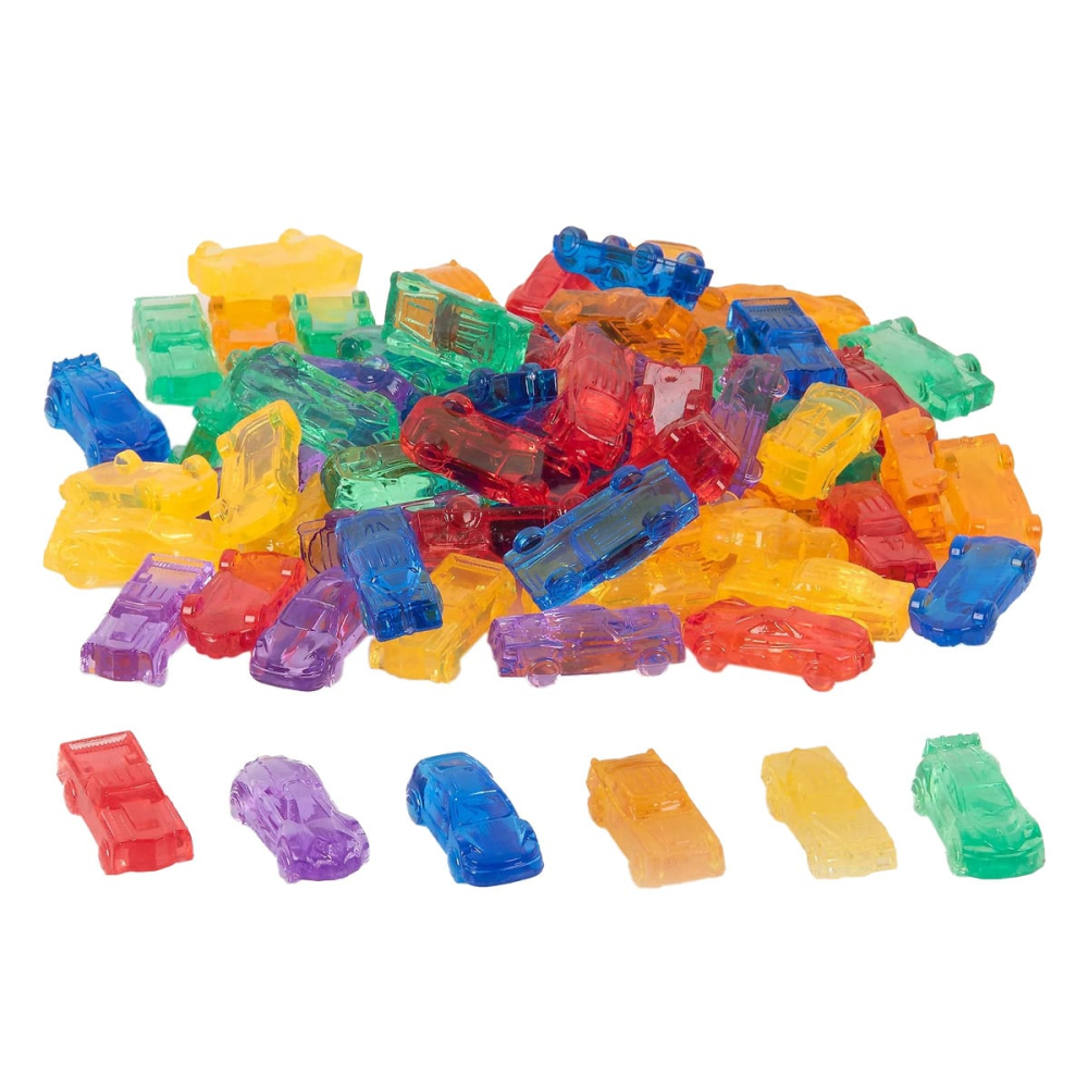 Set de sortare, Masinute translucide colorate, 72 piese, copii varsta 3-7 ani [1]