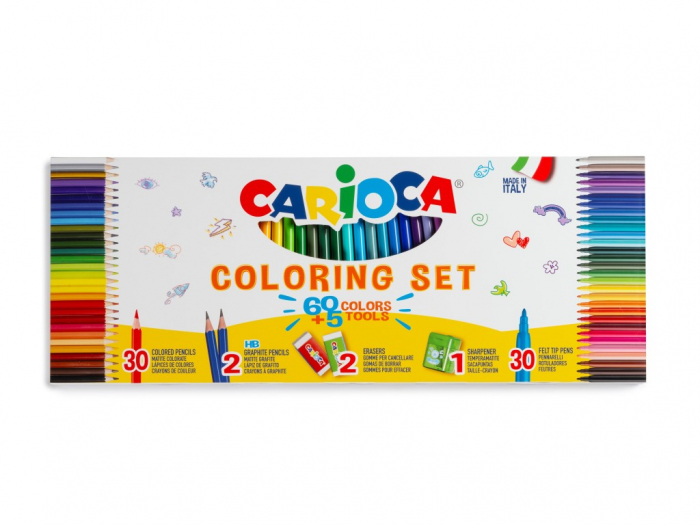Set desen CARIOCA 65 piese, carioci, creioane colorate, radiera, ascutitoare [2]