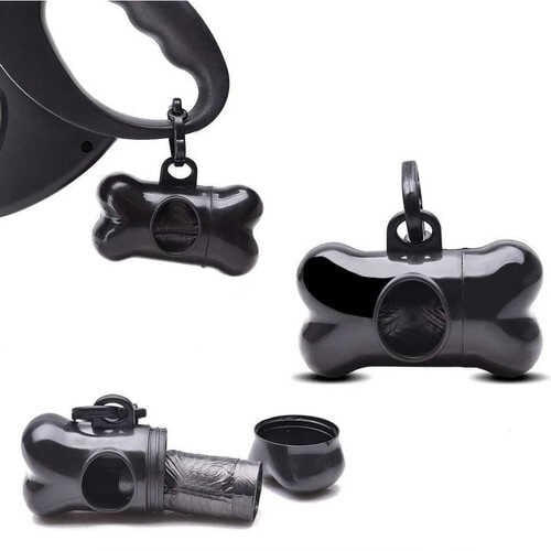 Set 1000 Saci Excremente Caini cu Dispenser Os – 50 Role, Negru [2]