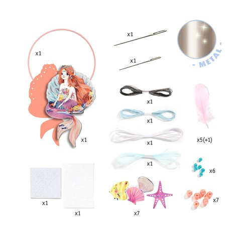 Set DIY Decoratiune camera copii, decorare sirena, Dreamcatcher, Djeco, varsta 6 - 9, 9+ ani, Fata [2]