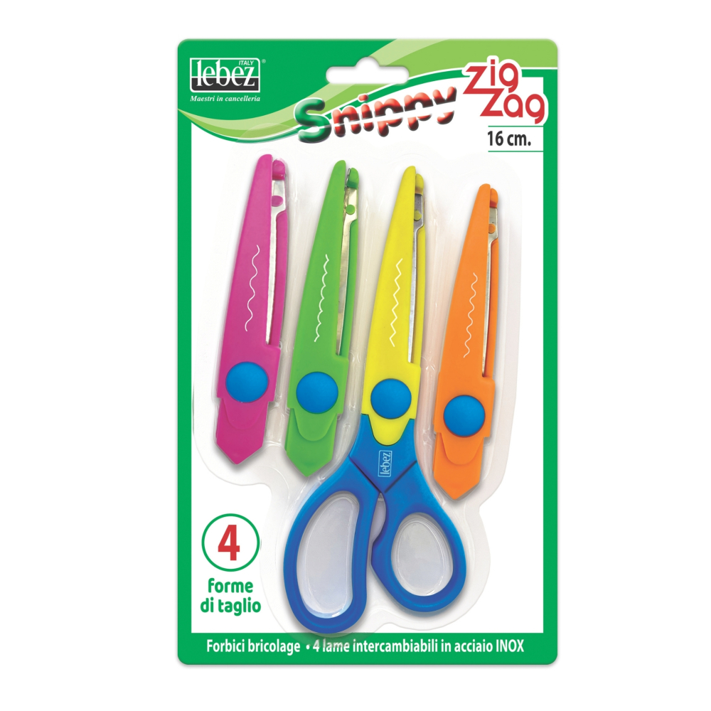 Set foarfeca zig-zag, 16 cm cu 4 lame interschimbabile (blister) varsta 3 ani+,6 ani+,8 ani+ [1]