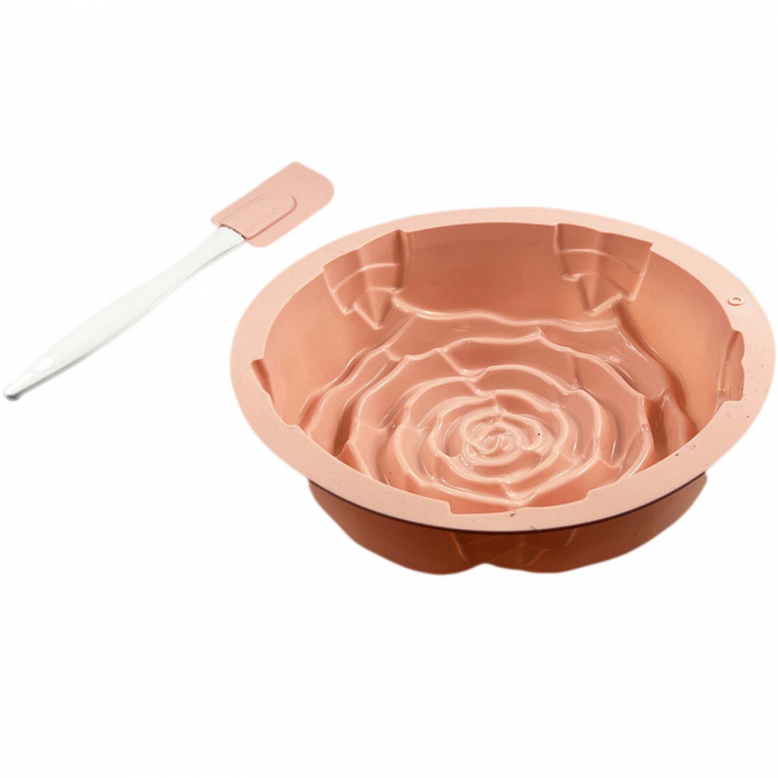 Set forme din silicon, prajituri si tort, cu spatula, 7 piese, Roz [3]