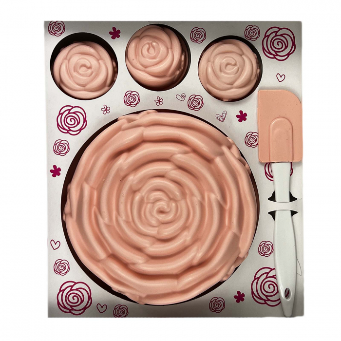 Set forme din silicon, prajituri si tort, cu spatula, 7 piese, Roz [4]