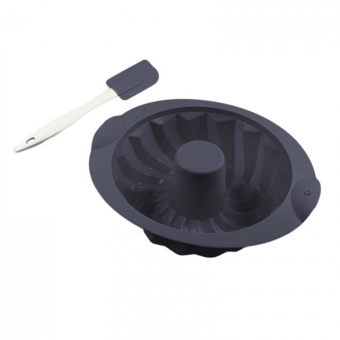 Set forme din silicon, tort si briose, cu spatula, 6 piese, Gri [3]
