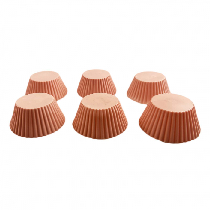 Set forme din silicon, tort si briose, cu spatula, 6 piese, Roz [4]