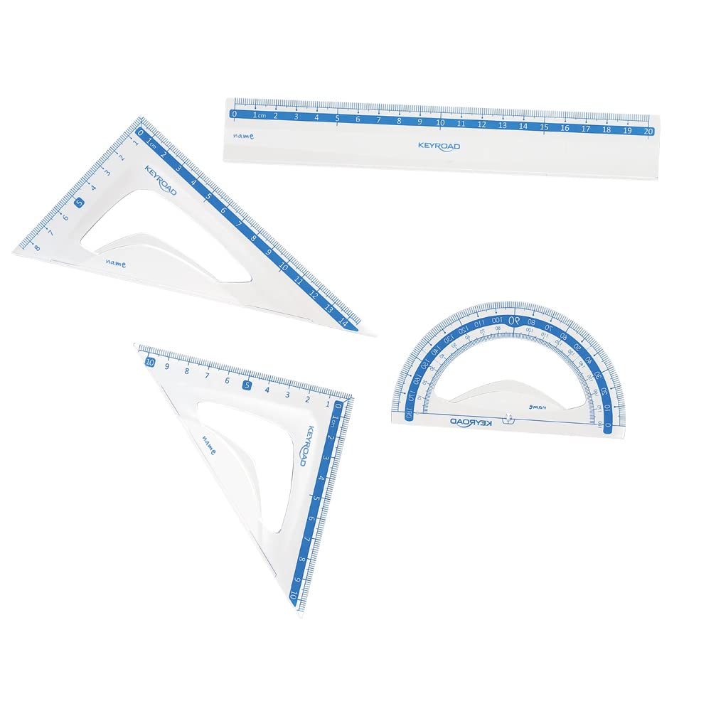 Set geometrie Keyroad, 4 piese, PVC transparent, 20 cm [2]