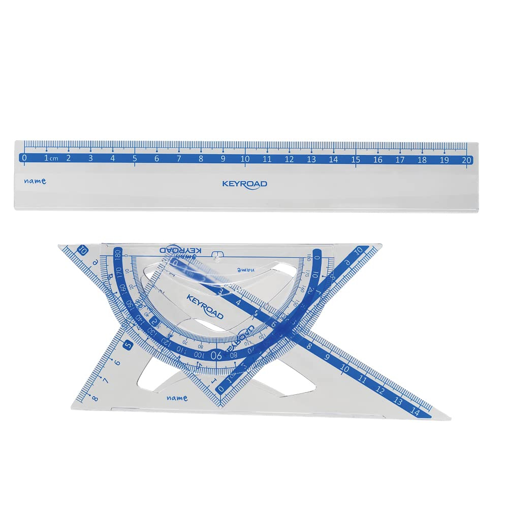 Set geometrie Keyroad, 4 piese, PVC transparent, 20 cm [3]