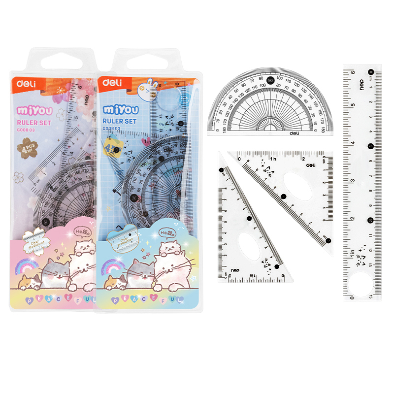Set geometrie 4 piese transp.  bumpees eg00803 deli [2]