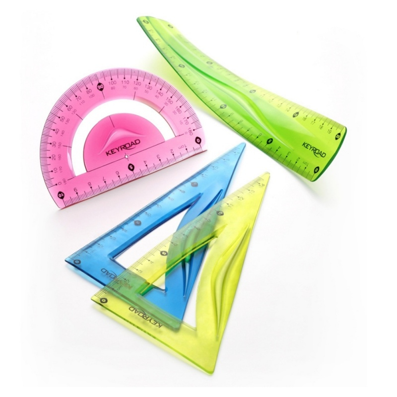 Set geometrie Keyroad KR970858, 20cm, PVC, diverse culori, flexibil, blister 3 piese [6]