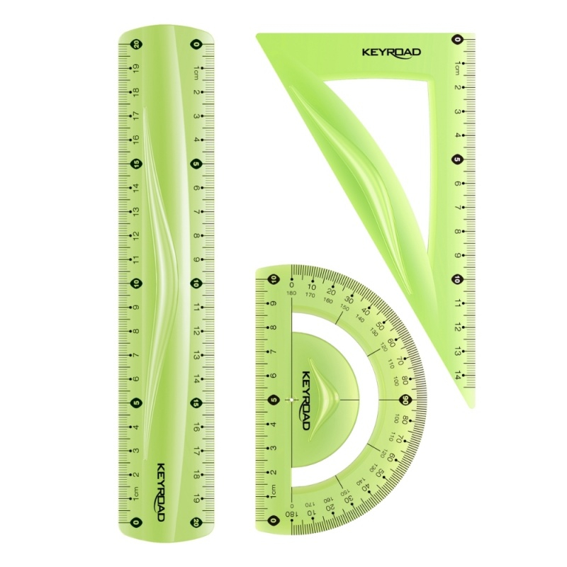 Set geometrie Keyroad KR970858, 20cm, PVC, diverse culori, flexibil, blister 3 piese [2]