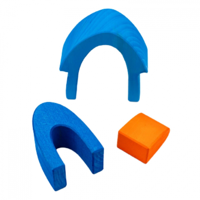 Set de construit din lemn, Casuta, Albastru - Micostore.ro [2]