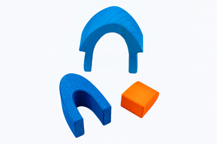 Set de construit din lemn, Casuta, Bleu- Micostore.ro [2]