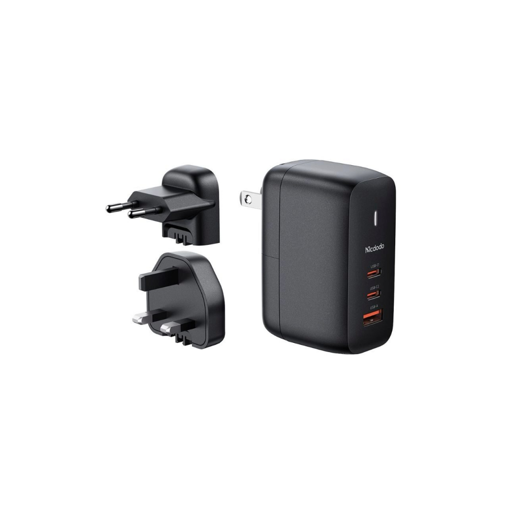 Set Incarcator Retea Mcdodo Mecha Series GaN 65W Dual Type-C + Cablu Type-c la Type-c 60W 2m EU/UK/US plug Black [1]
