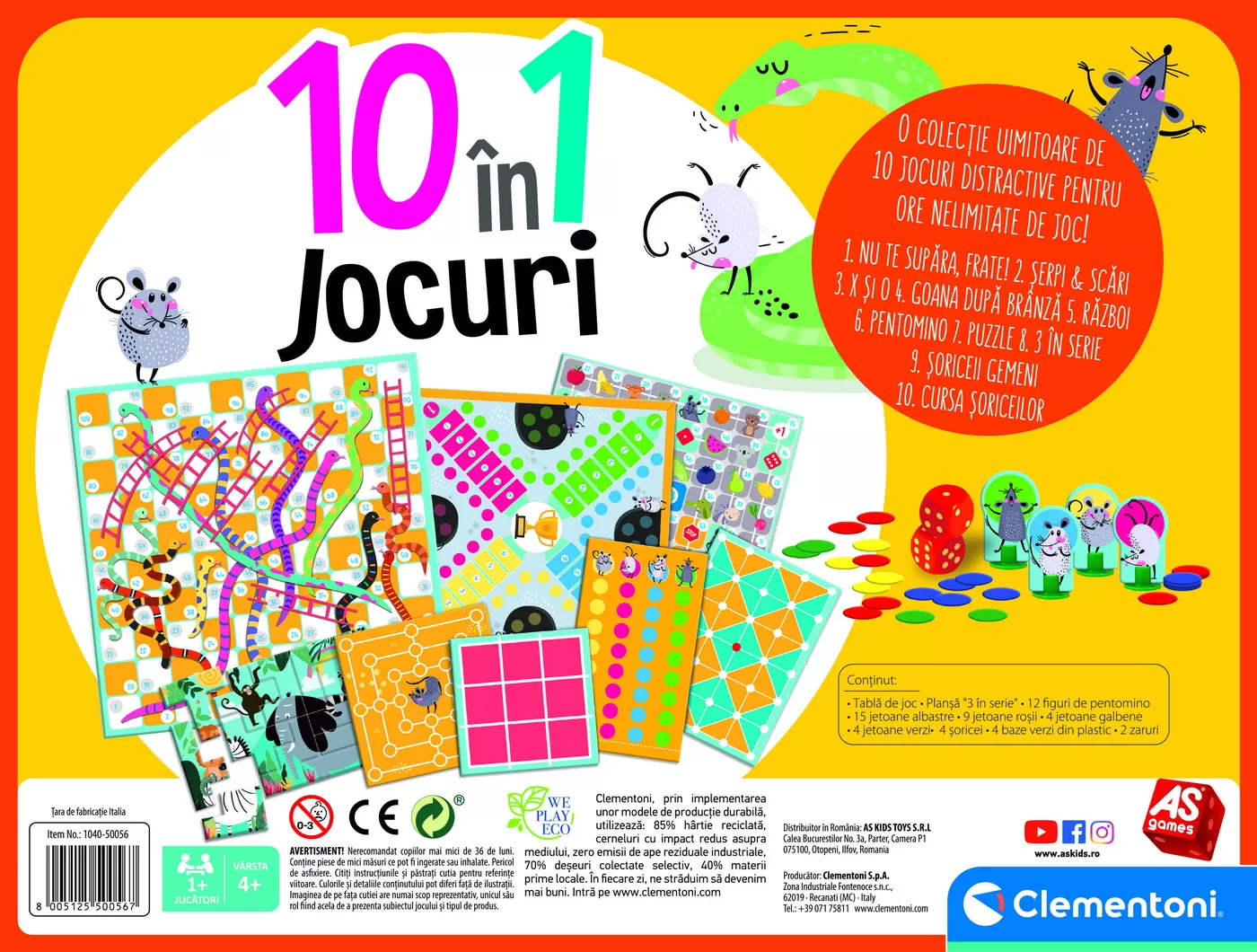 Set 10 Jocuri de Societate Clasice, 4 ani+, Clementoni, varsta de la 5 ani la 8 ani [4]