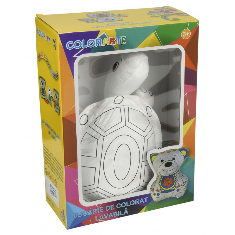 Set Jucarie vatelina pentru colorat lavabila + Carioci Keyroad Washable, 6 culori  - 34x24cm - broasca testoasa, Colorarte [3]