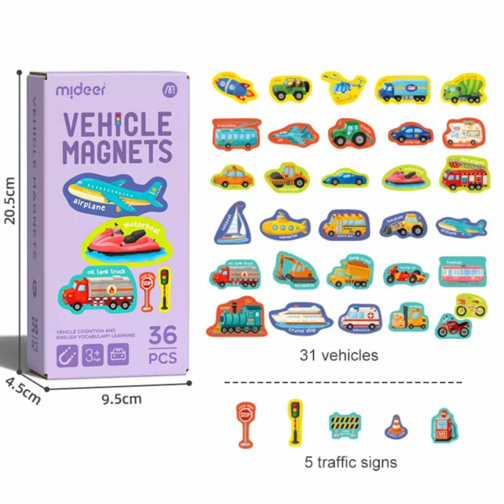 Set Magnetic Vehicule, 36 Piese - Magneți Frigider și Tabla Magnetică [6]