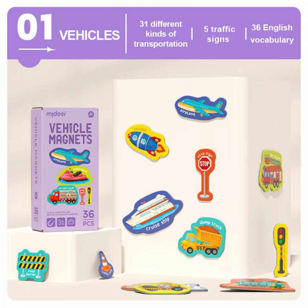 Set Magnetic Vehicule, 36 Piese - Magneți Frigider și Tabla Magnetică [7]