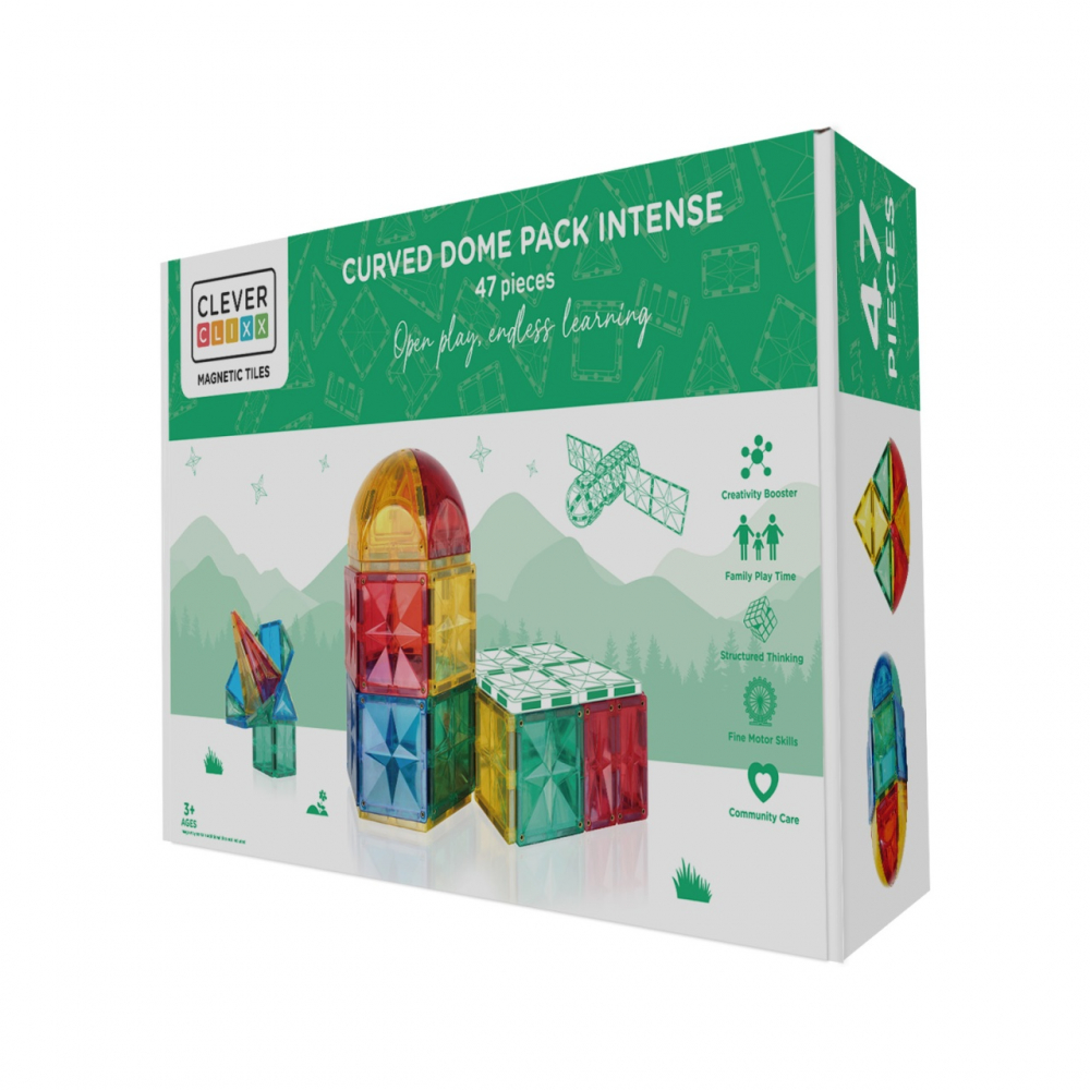 Set magnetic de construit Dome 47 piese, Cleverclixx, varsta 3 - 6 ani, Baiat, Fata [1]