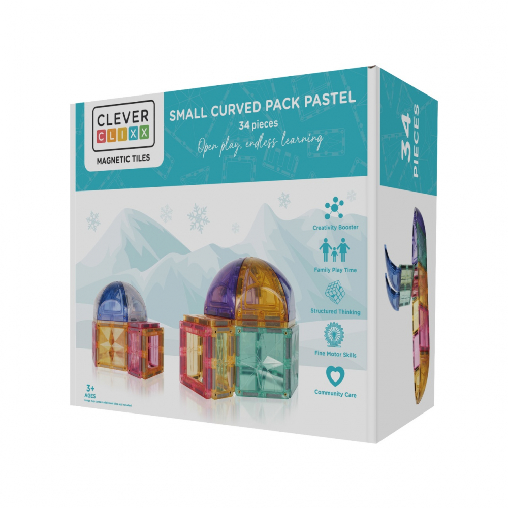 Set magnetic de constuit Dome pastel 34 piese, Cleverclixx, varsta 3 - 6, 6 - 9 ani, Baiat, Fata [1]