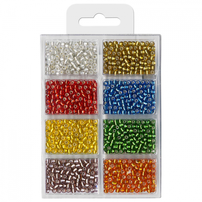 Set margele cilindrice, mix 8 culori semi-transparente, 4 mm, 60g [2]