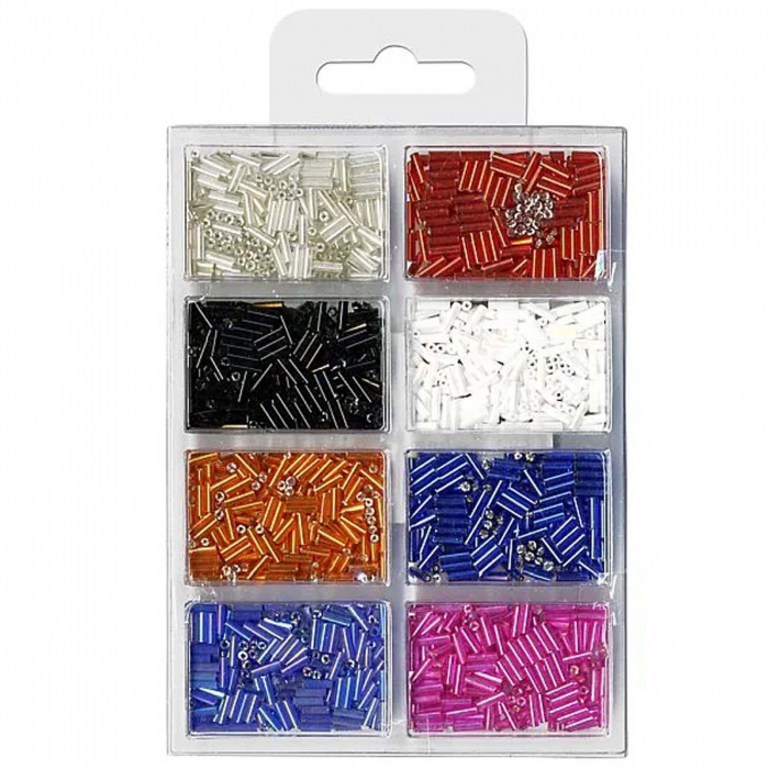 Set margele cilindrice din plastic, mix culori perlate, 2.5 mm, 60 g [2]