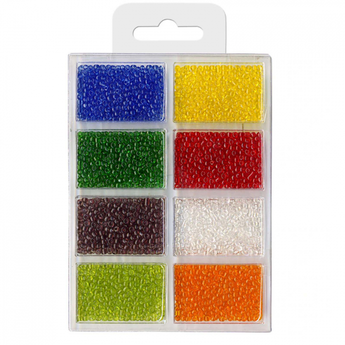 Set margele din sticla si nisip, diferite culori, 2.5 mm, 60 gr [2]