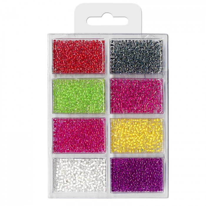 Set margele din sticla si plastic, diferite culori, 2.5 mm, 60 gr [2]