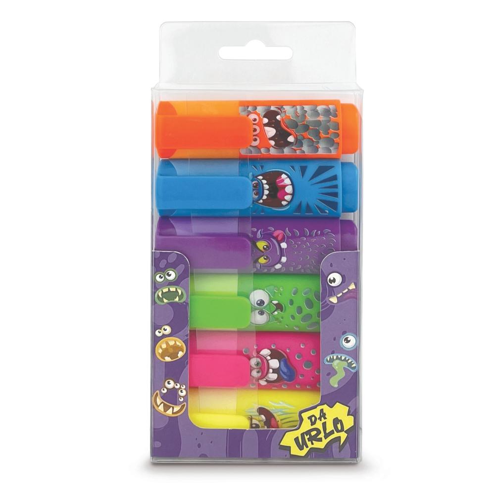 Set Marker evidențiator, Monsters, 6 culori fluorescente (6 buc/blister), copii varsta 3 ani+,6 ani+,8 ani+ [1]
