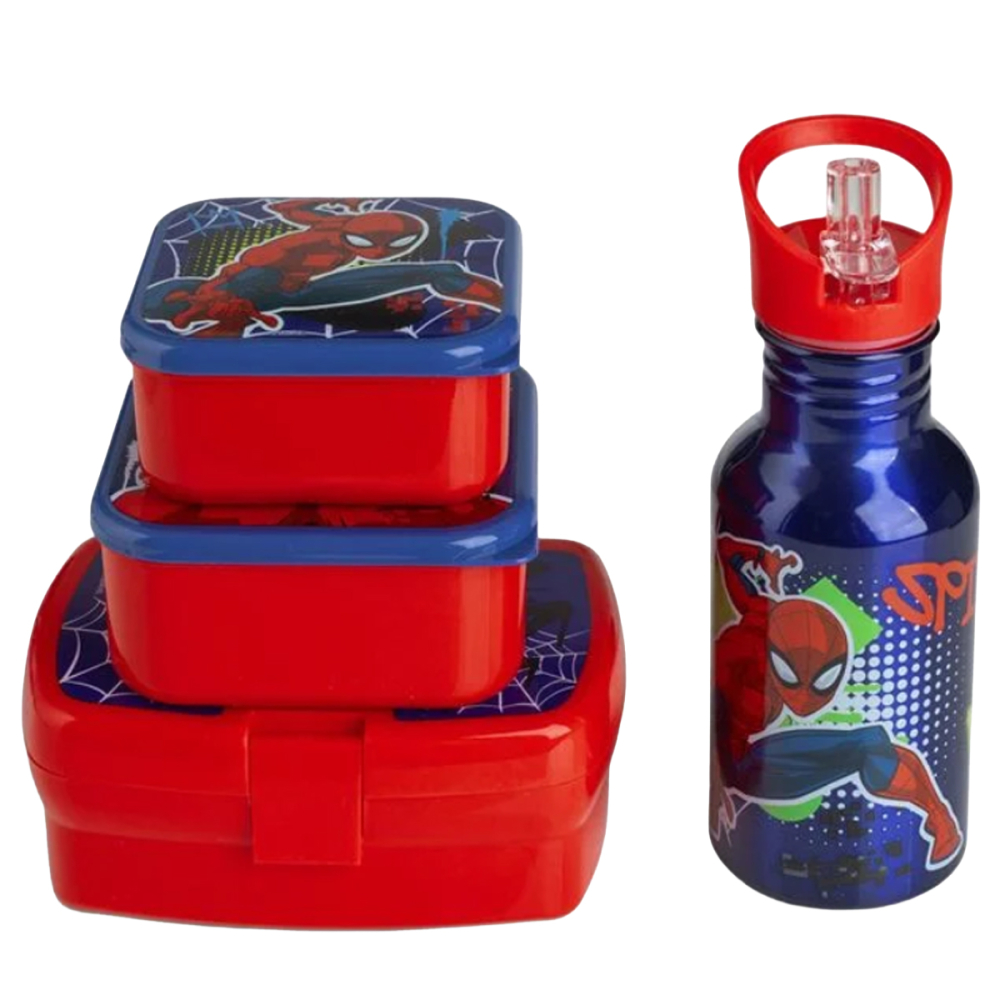 Set Masa Pranz pentru Baieti, Lunch Box Spider-Man, Sticla cu 3 Caserole, Fara BPA [4]