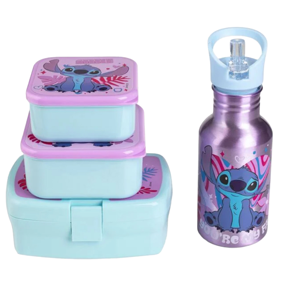 Set Masa Pranz pentru copii, Stitch & Angel, Sticla si 3 Caserole, Fara BPA [4]