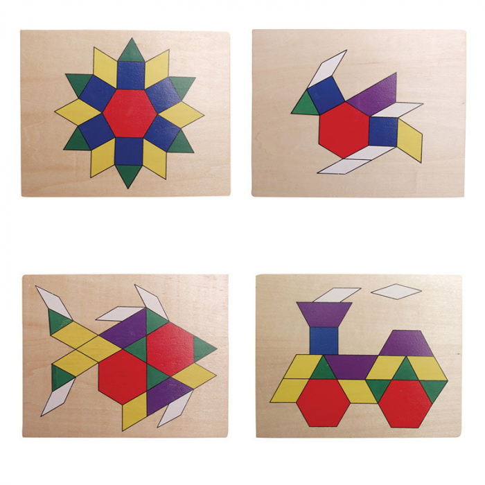 Set mozaic din lemn, Tangram cu modele [2]