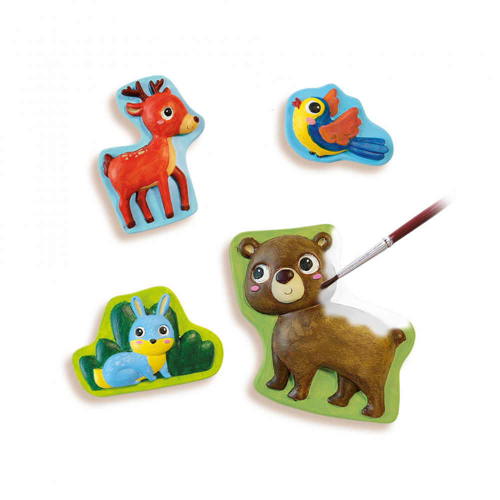 Set pentru copii cu mulaj si pictura cu animale din padure [6]