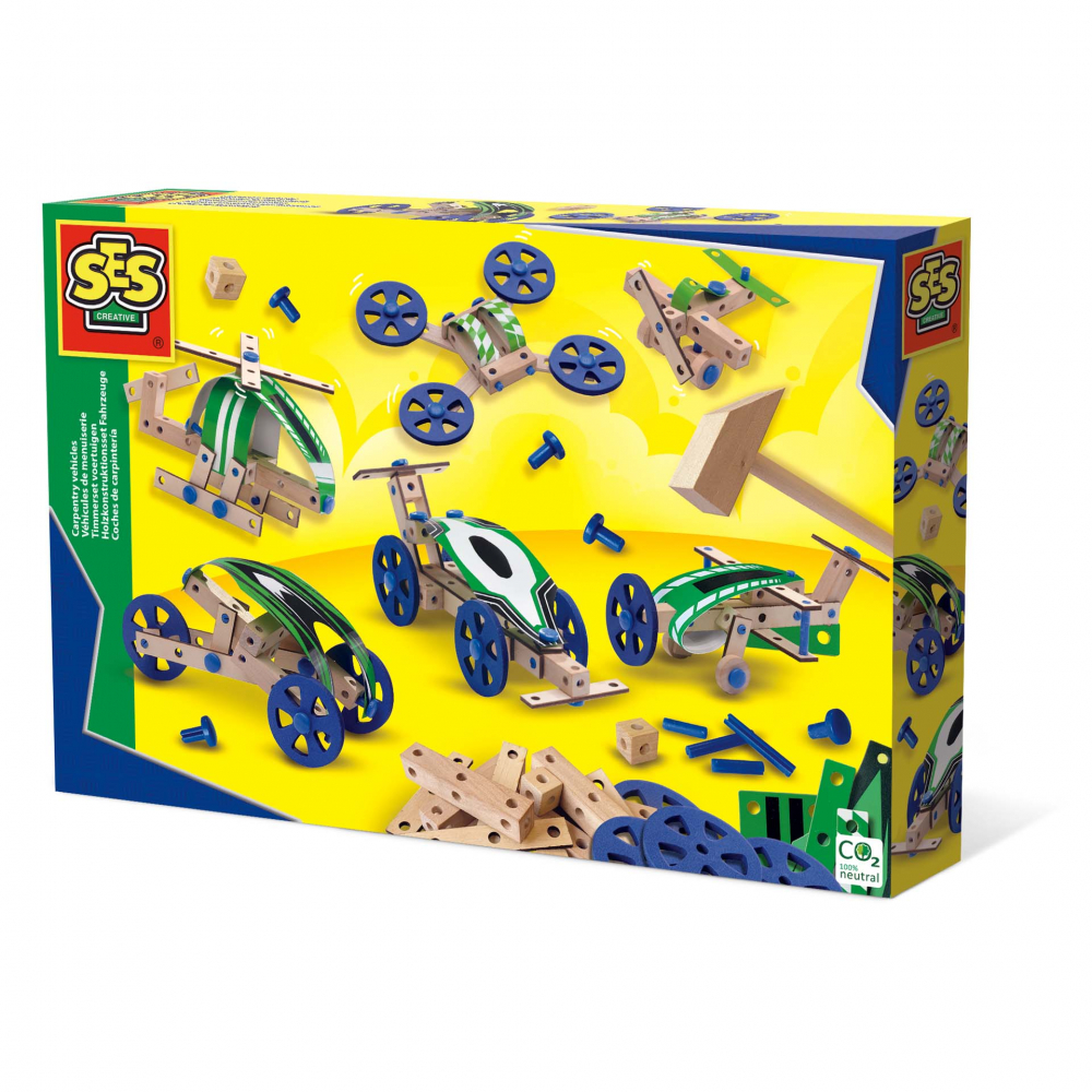 Set pentru copii de constructie vehicule din lemn (50 piese) [1]