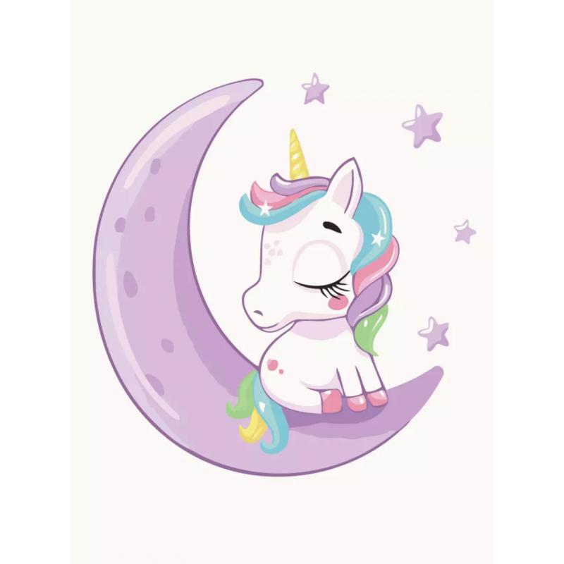 Set pictura pe numere 30x40cm, Brushme - Unicorn pe luna - pensule, culori, KBS7119 [2]