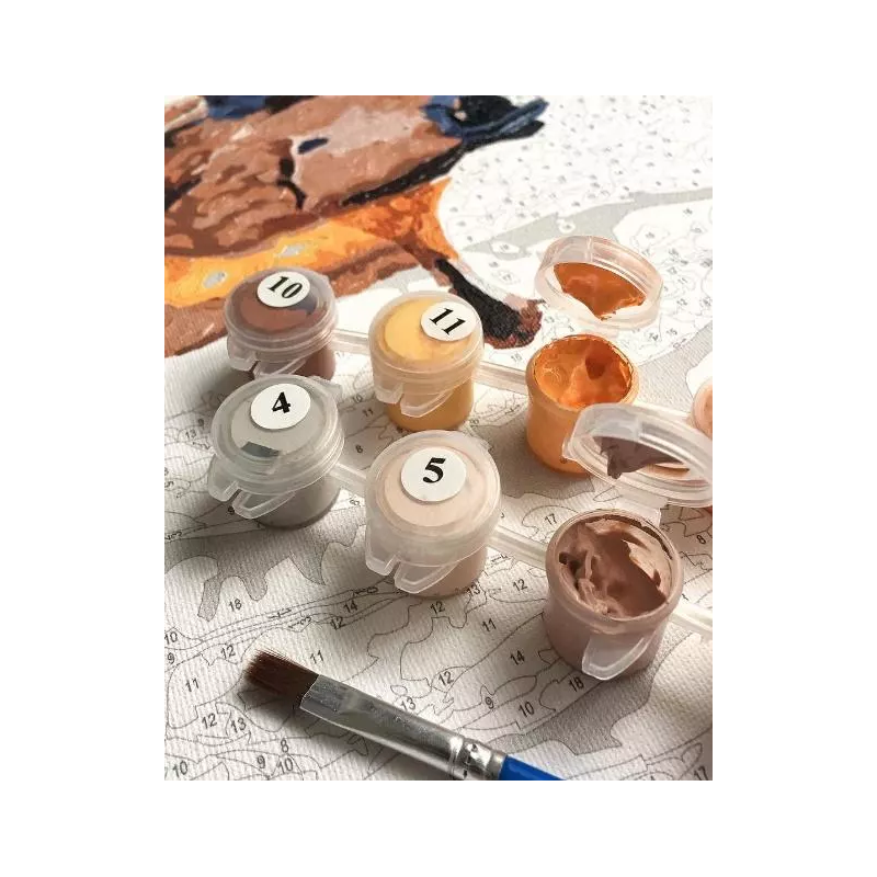 Set Pictura pe numere 40x50cm, Brushme - Leu colorat - panza, cadru de lemn, pensule, culori acrilice, BS8999 [6]