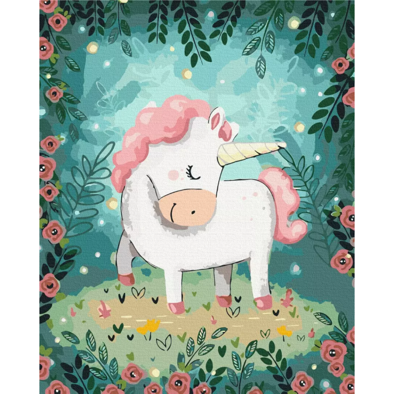Set pictura pe numere 40x50cm, Brushme - Unicorn - pensule, culori, BS43586 [2]