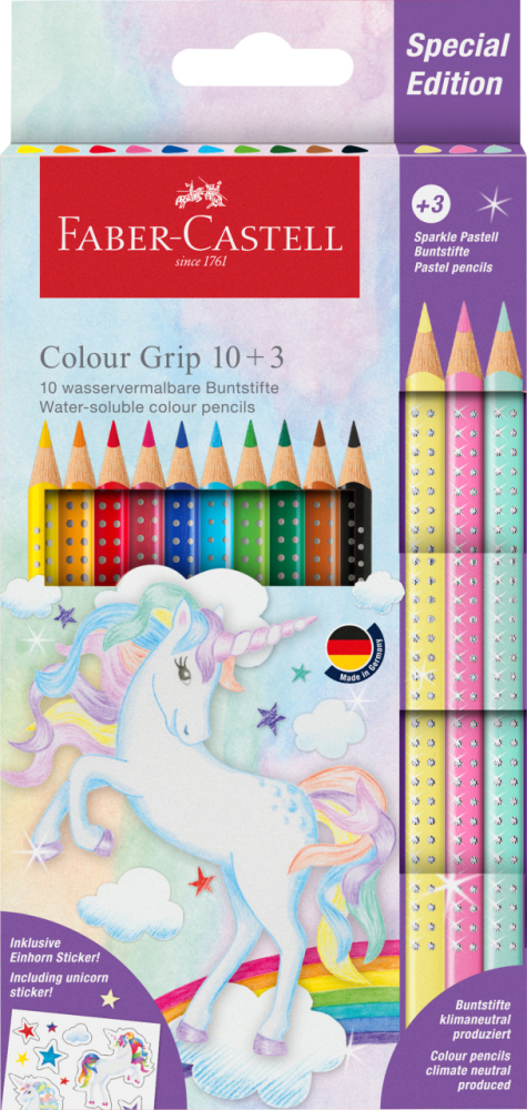 Set promo creioane colorate 10+3 culori grip 2001 unicorni faber-castell [1]