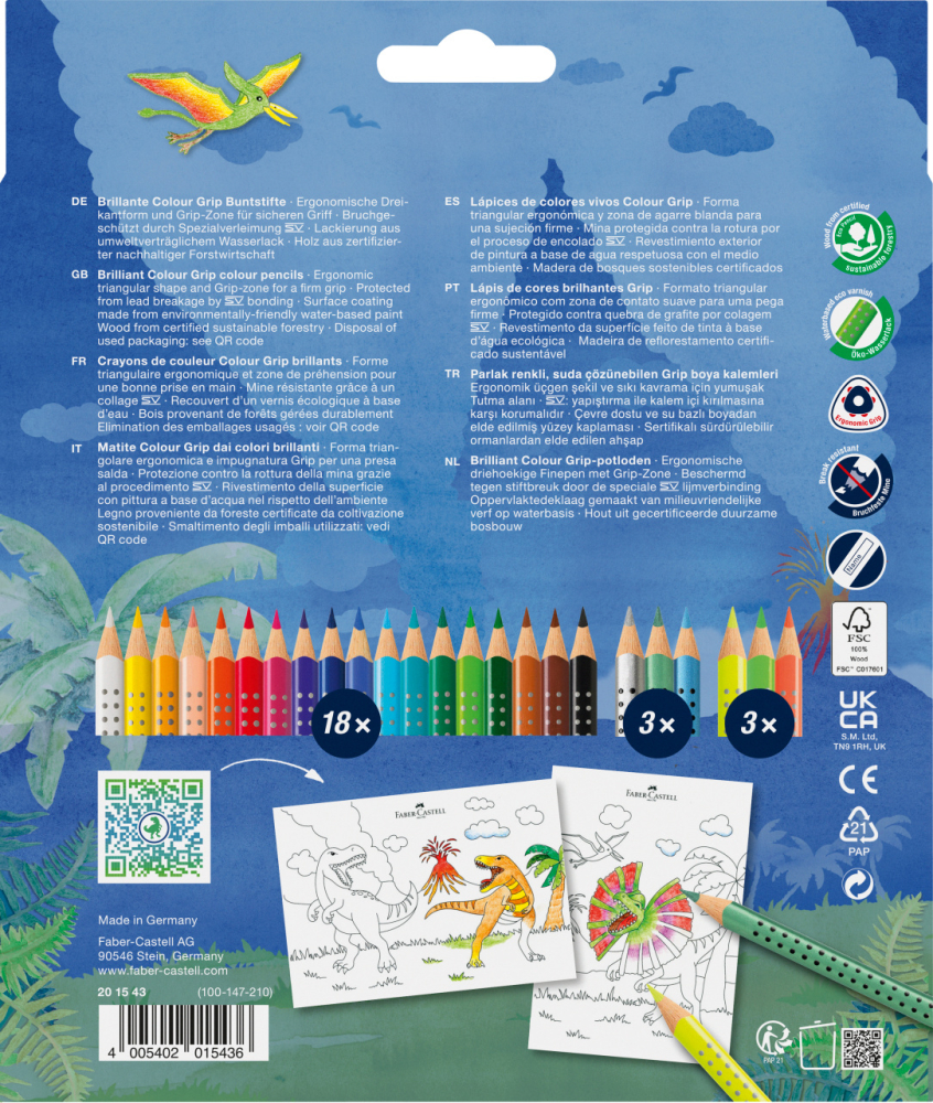 Set promo creioane colorate 18+6 culori grip 2001 dinozauri faber-castell [2]