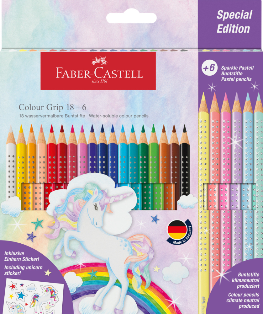 Set promo creioane colorate 18+6 culori grip 2001 unicorni faber-castell [1]