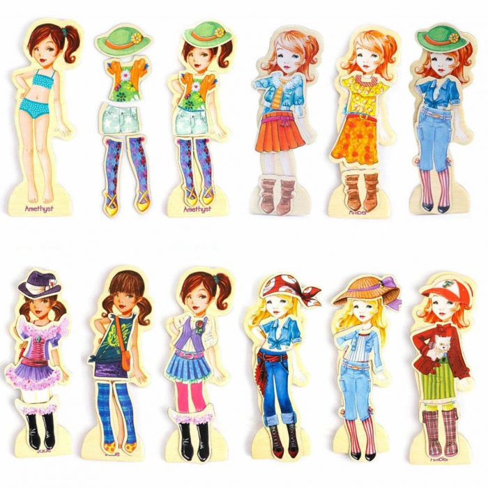 Puzzle magnetic copii pentru fetite fashion - imbraca fetitele. [4]