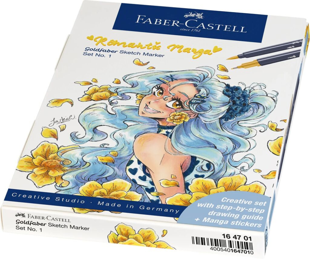 Set romantic manga no.1 8 bucati sketch markere goldfaber + 2 pitt artist pen + creion grafit [3]