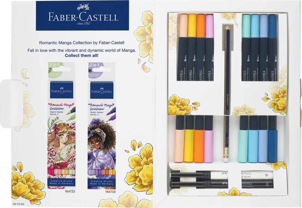 Set romantic manga no.1 8 bucati sketch markere goldfaber + 2 pitt artist pen + creion grafit [2]