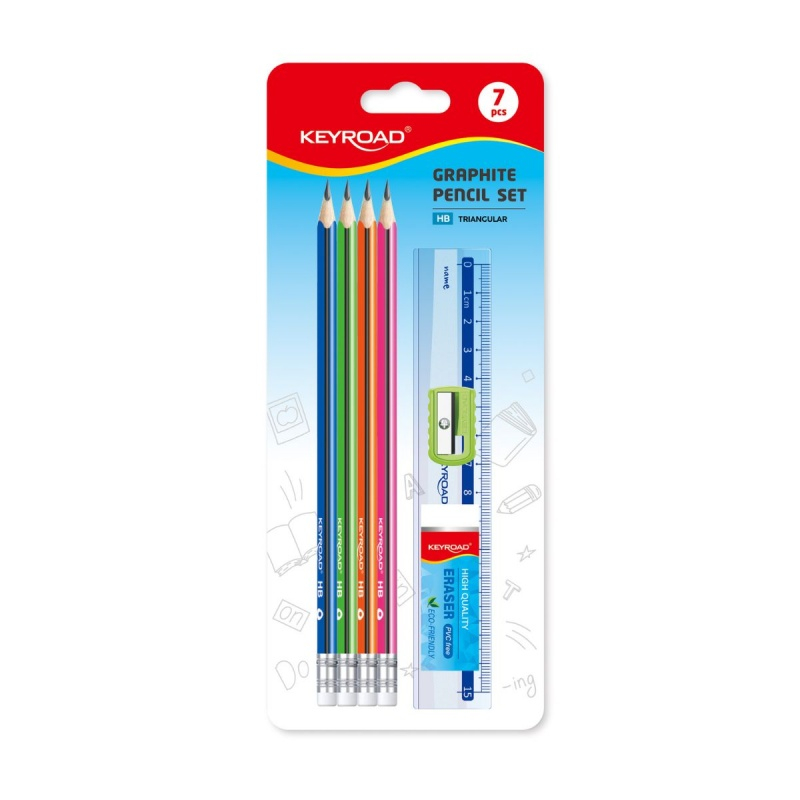 Set scolar Keyroad, 4x creioane, ascutitoare, radiera, rigla, KR971850 [2]